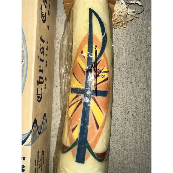 Christ Candle Will & Baumer Created Benedictine Brother Colorful VTG NEW Rare - Picture 6 of 7